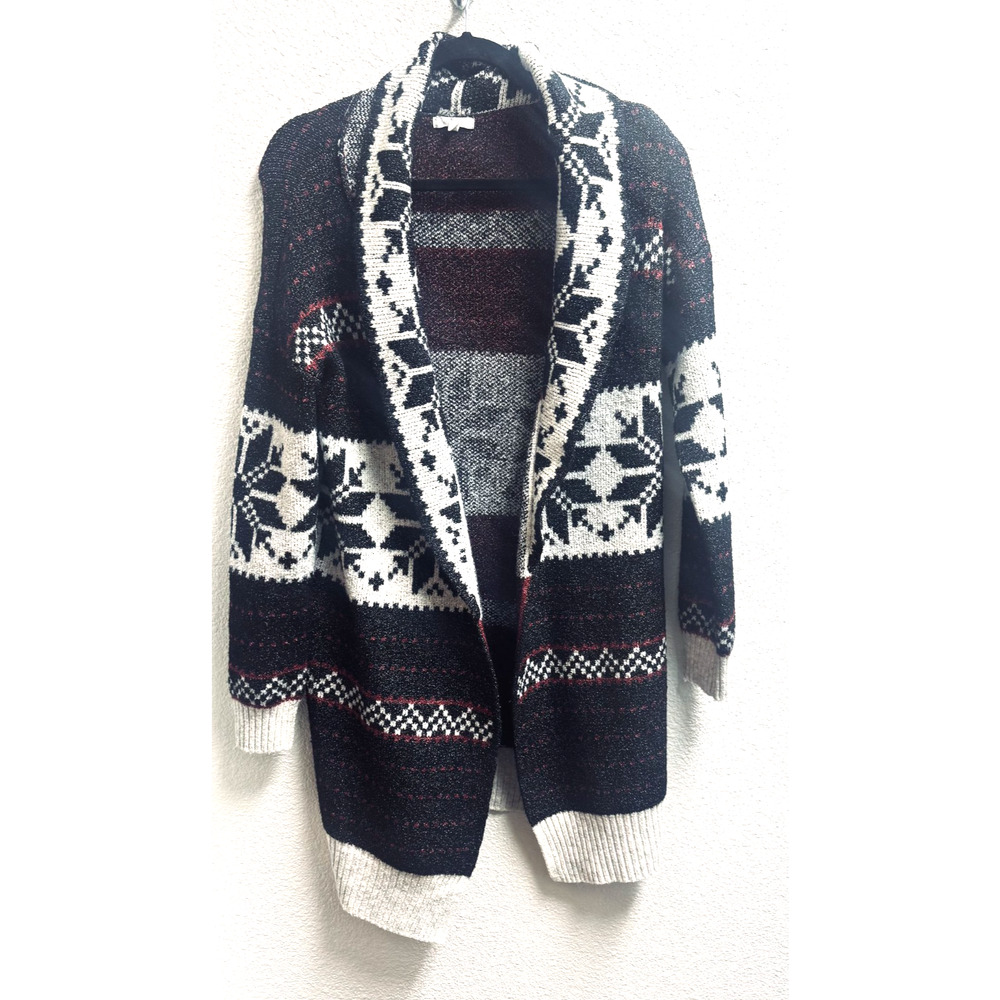 Maurices Cardigan Sweater Fair Isle shawl collar soft knit cozy womens sz S